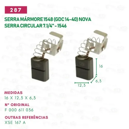 escova carvão para serra marmore motor reparo cod:287 1548