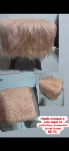 Banqueta com capa de pelinhos removível
