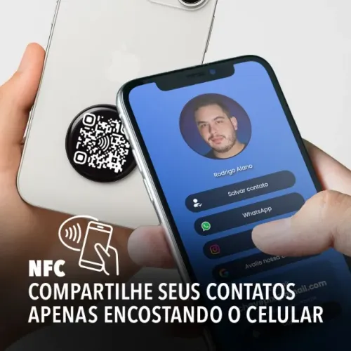 Cartão De Visita Digital Nfc + Qr Code Por Aproximação 35mm Preto