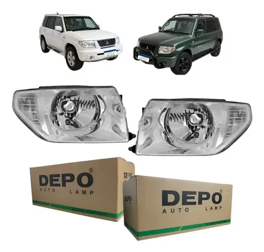 Farol Cromado Manual Mitsubishi Pajero Tr4 2003 A 2006  Par
