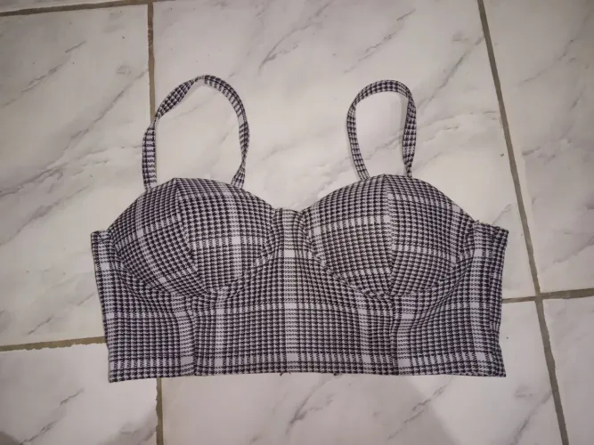 Top Cropped Xadrez Feminino
