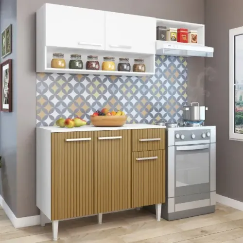 Armário de Cozinha com Balcão Microlar - Monta na Hora