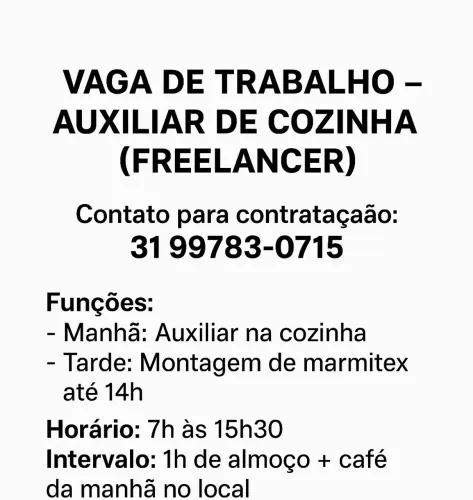 Vaga em contagem free lancer restaurante 