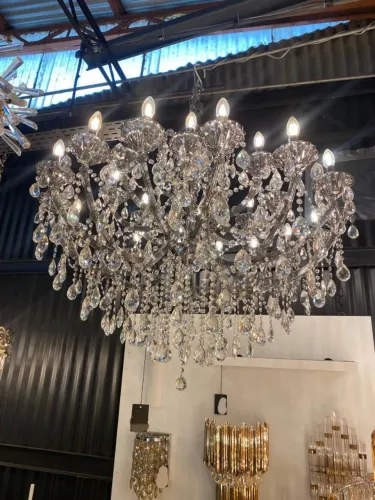 Lustre de Cristal FUMÊ Clear Suporta 24 Lâmpadas com Soquete E14