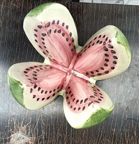 FRUTEIRA MELANCIA LOUÇA  Altura 19 x larg 23 x Compr 22 cm *ANOS 80 * VINTAGE 