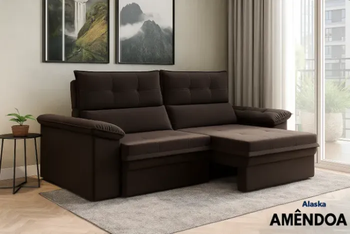 Sofá Retrátil e Reclinável Alaska 2,05 m - Produto Novo! Pronta Entrega!
