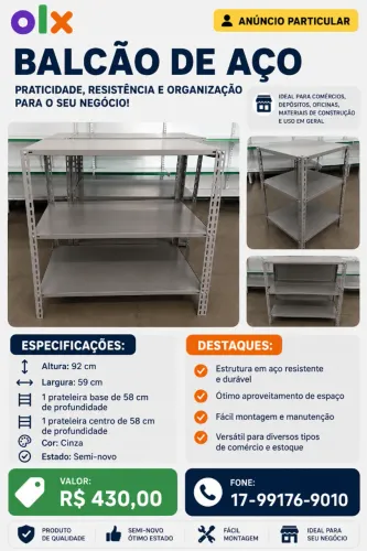 balcão comercial, lojas em geral, material para construção