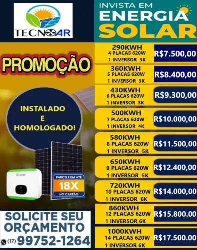kit de energia solar já instalado e homologado em até 18x