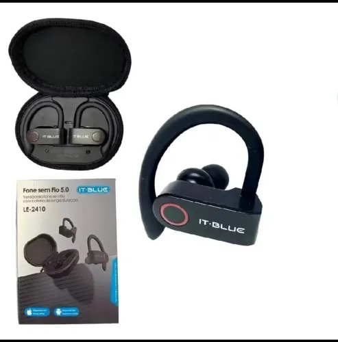 Fone de ouvido via Bluetooth sem fio.