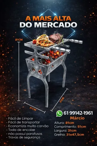 Churrasqueira de alumínio desmontável