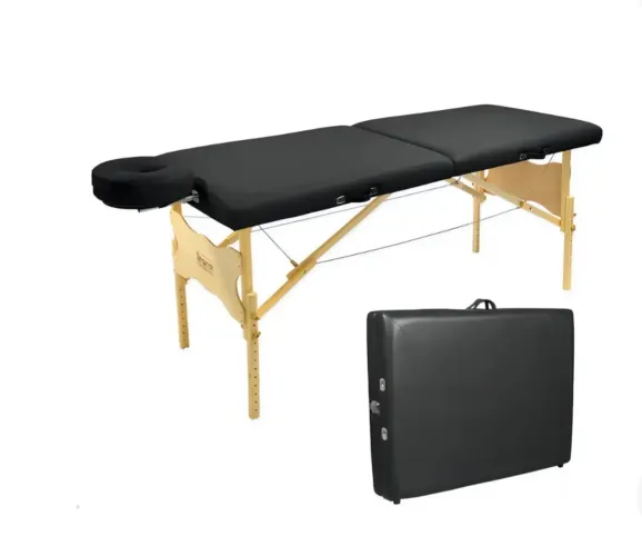 Maca de massagem legno portátil e altura regulável preto