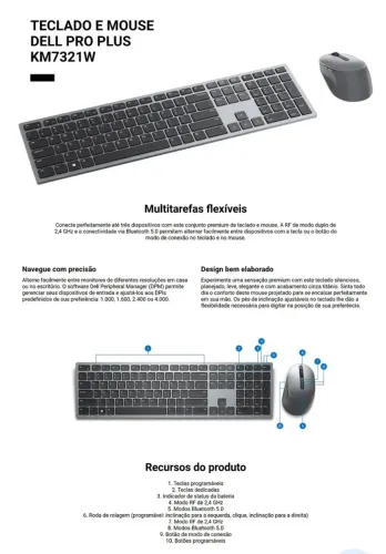 Combo teclado e mouse Dell sem fio