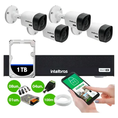 kit CFTV Intelbras FullHD, DVR Linha 3000