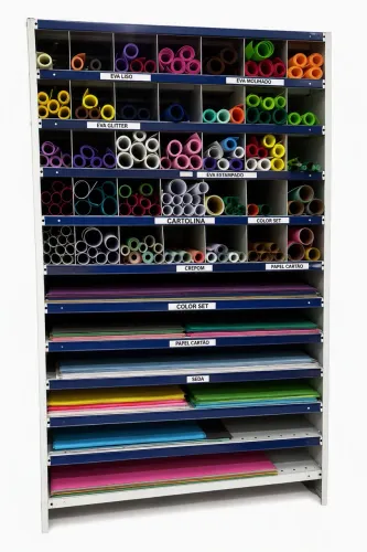 Expositor de Aço para Cartolinas e Papéis Escolares 