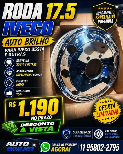 Roda aro 17,5 Iveco alto brilho 