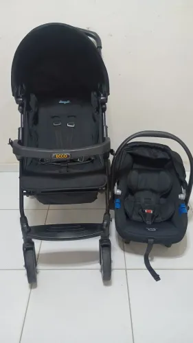 Kit Carrinho e Bebê conforto Burigotto Ecco Preto