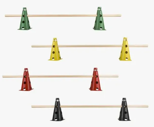 Kit Funcional com 8 Cones Furados + 4 Barras de 90cm Treino Fitness z1523