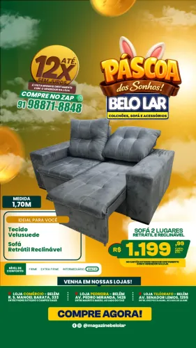 Sofá 2 Lugares Retrátil  e Reclinável 