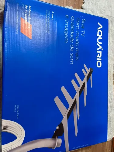 Antena Externa Digital para TV 2 em 1 Completa, Aquario, DTV-1500, Prata, Médio