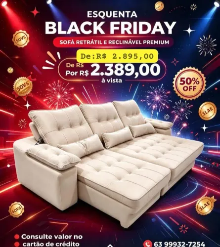 Sofá Retrátil e Reclinável Premium! Na compra do sofá ganhe de brinde um portas copos!