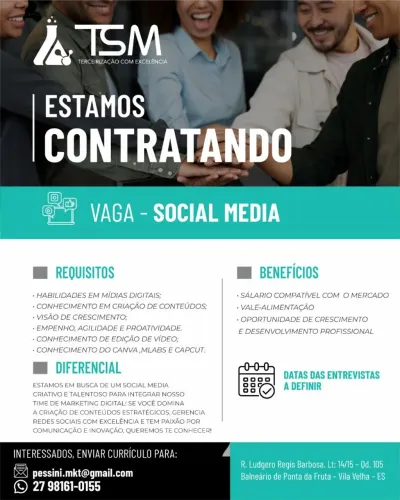 VAGA para social mídia