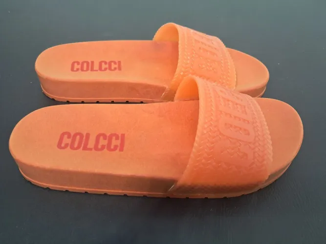 Chinelo Colcci Slide - Novo - Feminino, Laranja 33/34
