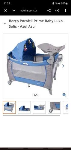 Berço Portátil Prime Baby Sólis Azul