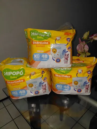 03 PACOTES DE FRALDA HIPOPÓ XG 144 Fraldas