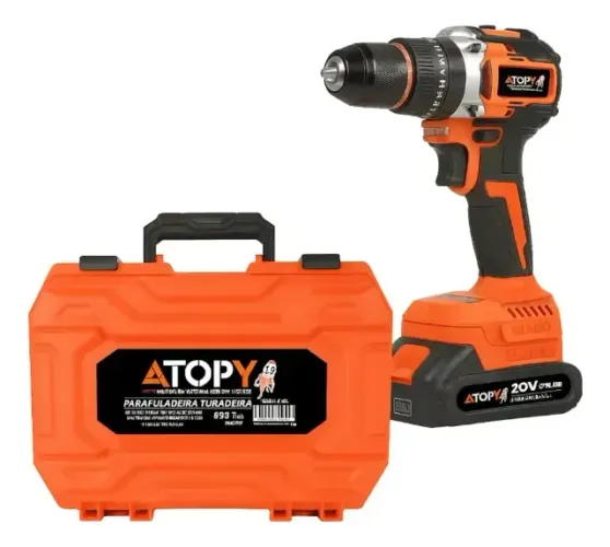 Parafusadeira Furadeira Atopy 20v 2 Baterias Com Maleta