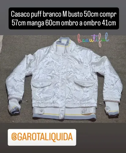 Casaco puff branco M maravilhoso