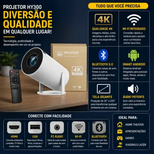 MINI PROJETOR SMART ANDROID 4K