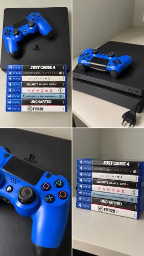 PS4 Slim 500GB + controle + 8 jogos