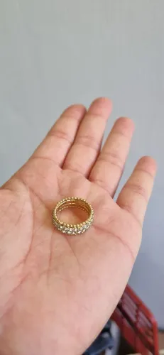 Anel tamanho 12 cravejado banhado a ouro 18k semi joia