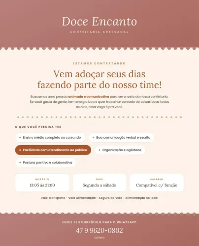 Vaga Feminina de Líder de atendimento ao cliente