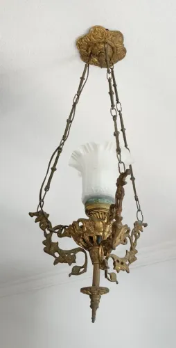 Par de lustre de bronze com tulipa