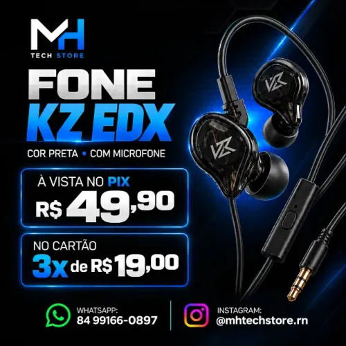 Fone KZ EDX Pro com Microfone - Gamer