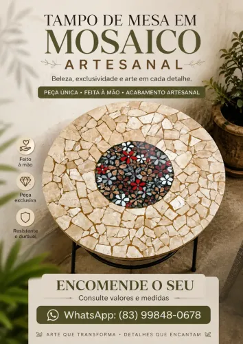 Tampo de mesa em mosaico de Pedras