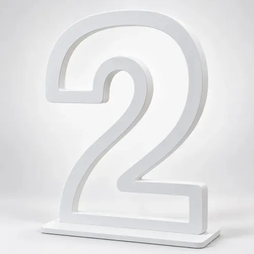 Número 2 Decorativo em MDF Branco