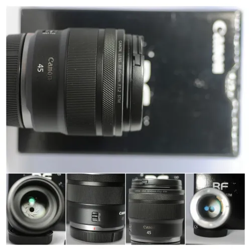Canon RF 45mm 1.2 STM na caixa