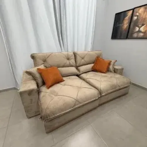 Sofá Gran Best em Veludo 4 Lugares Retrátil e Reclinável 250cm D33 Entrega Rápida