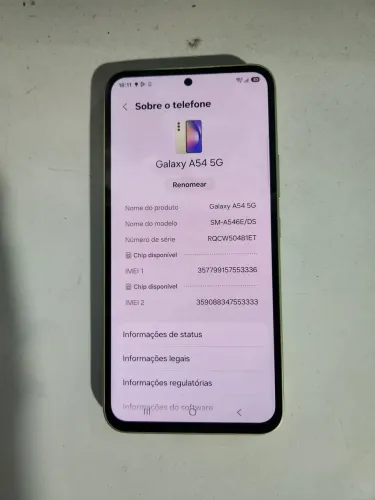 Celular Samsung A54 5g 128gb armazenamento 8gb de memória biometria ok imei limpo 