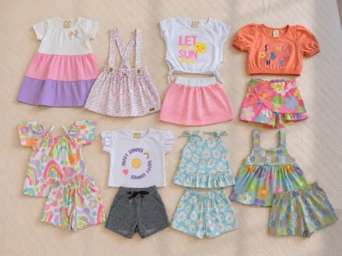 LOTE 15 - Roupas de bebê menina de 2 anos (14 peças de verão NOVAS)