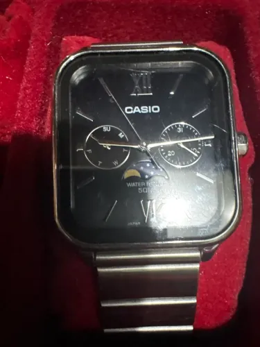 Relogio Cassio fases da lua quartz a prova agua pulseira aco