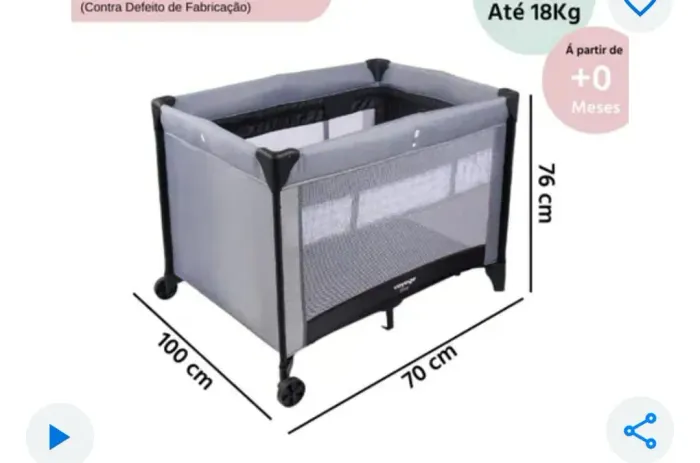 Berço Dobrável Portátil + Colchão 