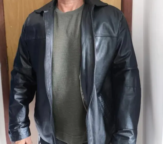 Jaqueta de couro masculina preta tamanho M