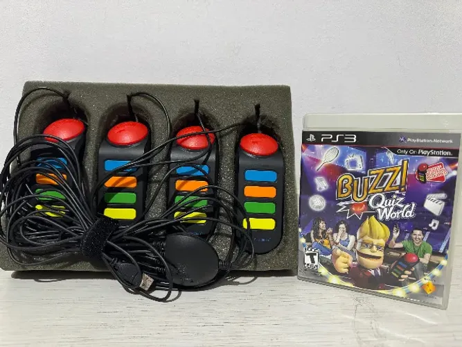 Jogo Game Playstation 3 Buzz Quiz World+ Controles Semi Novo