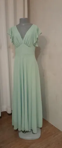 Vestido Longo Festa Verde Alecrim - Musseline (Madrinha)