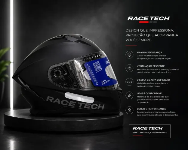 Capacete moto Race tech volt tamanho 56 