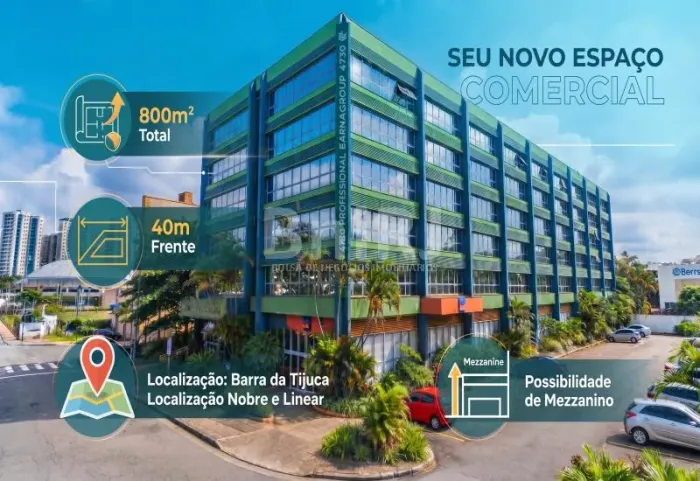 Barra da Tijuca Loja Linear de 800m² com Possibilidade de Mezanino Excelente Localização e