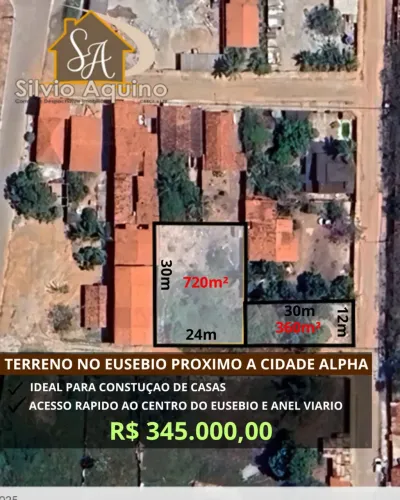 TERRENO NO EUSEBIO PROXIMO A CIDADE ALPHA E LOTEAMENTO CANAÃ!